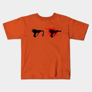 Zombie Pack-a-Punched Ray Gun on Orange Kids T-Shirt